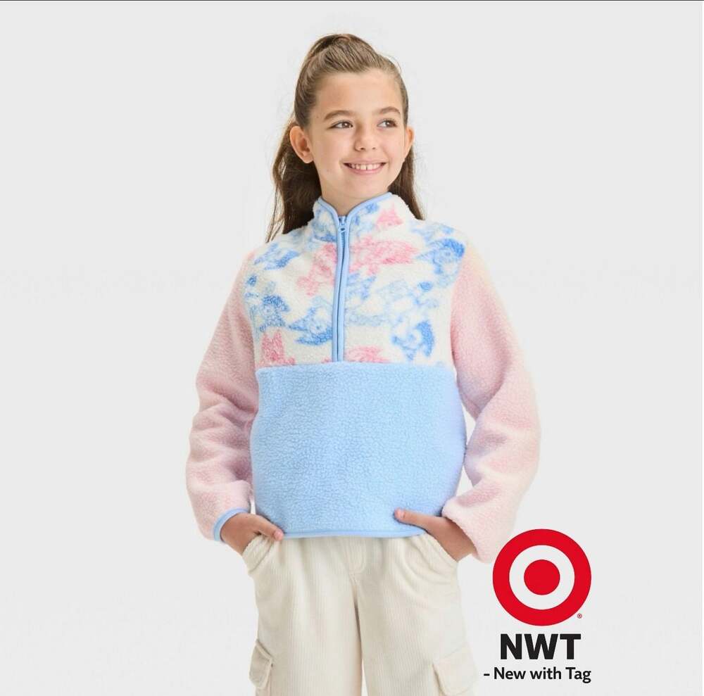 Girls' Bluey Faux Shearling Quarter-Zip Pullover Sweatshirt - XL